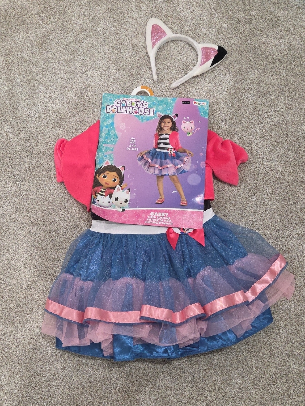 Gabby's Dollhouse Gabby Cat Dress with Ear Headband - Blue & Pink
